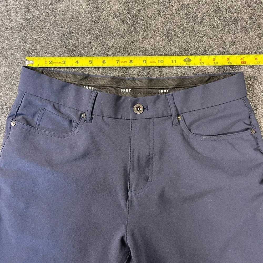 DKNY Mens 32x32 Navy Stretch Pants Slim Fit Performance Casual Dress Blue